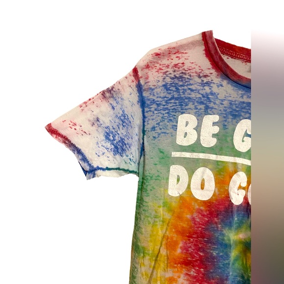 Bucketheads Burnout Rainbow Spiral Tie Dye “Be Good Do Good” Graphic T-Shirt - Picture 5 of 7